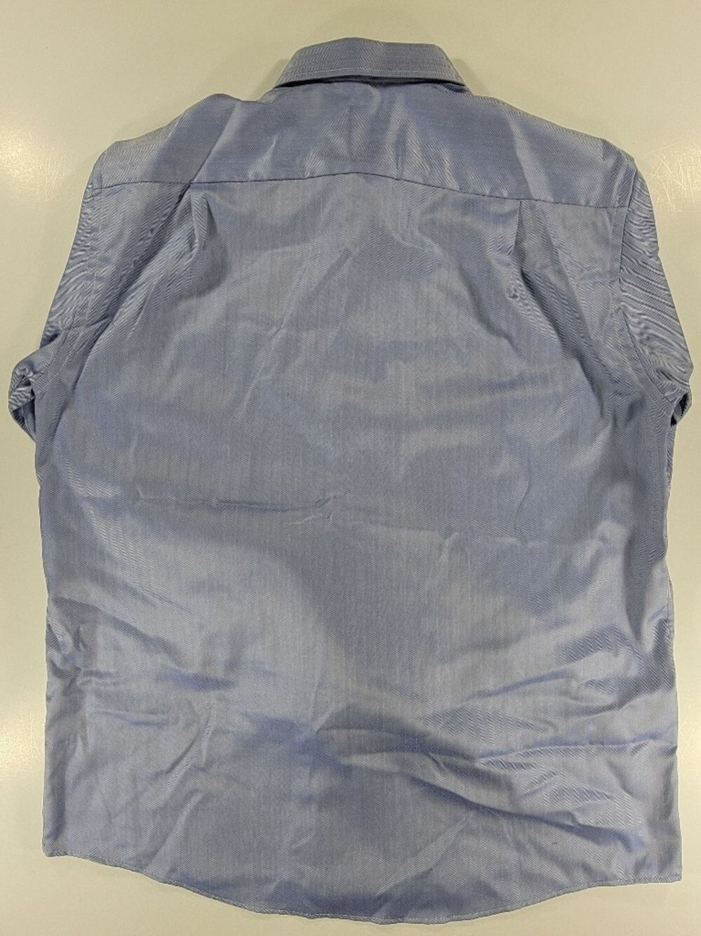 NEW Men's ETON Shirt Blue Herringbone Shirt Classic Fit 44 17.5 Button Front NWT - Picture 13 of 14